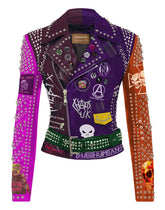Cannibal Corpse Leather Gothic Outfit, Women's Multicolor Studded Jacket, Punk Rock The Blood Exploited, Biker's Motorbike Patches Jacket,